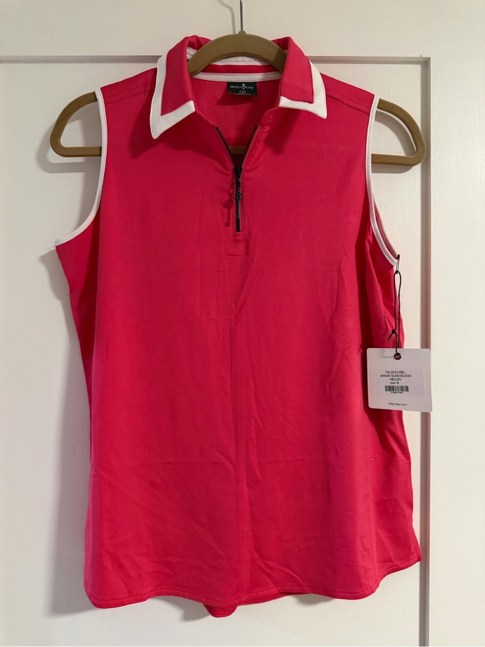 Birdie Sleeveless Hot Pink  Polo Top with White Trim